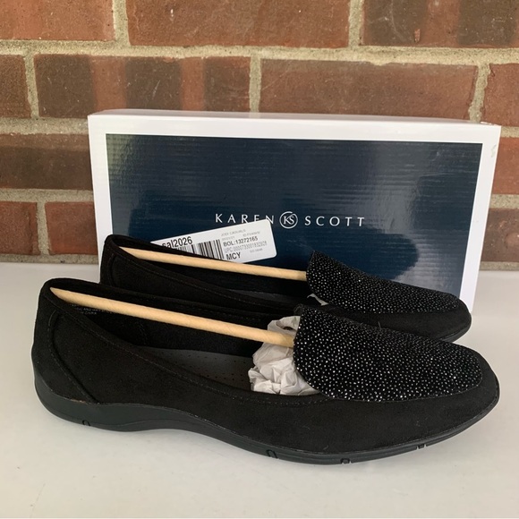 Karen Scott Womens Jodi Slip-On Flats Loafers BLACK US 8.5 M NEW - Picture 1 of 10